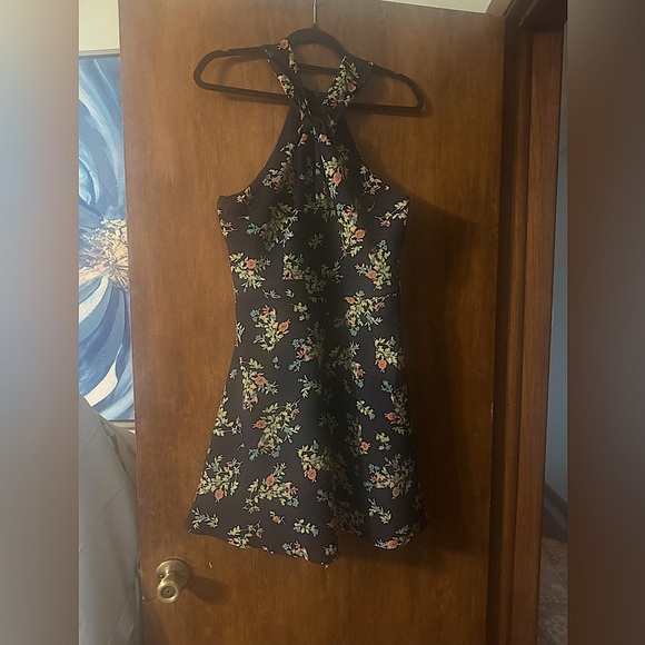Gone in AM! ANTHROPOLOGIE 19 Cooper Fit Flare Twist Tie Halter Floral Tank Dress - Picture 4 of 4